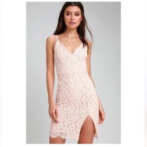 NWT Lulu's Dusty Blush Lace Mini Lined Slip Dress Size Small